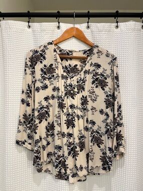Women's Cream Floral Peasant Blouse - Fun 2 Fun